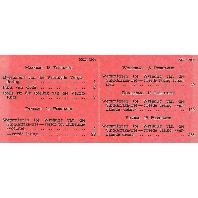 Verenigde Vergadering van Beide Huise van die Parlement (2 Volumes, February 1956)