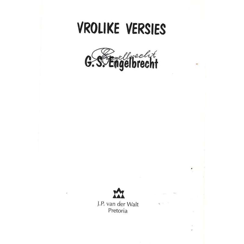 Vrolike Versies (Inscribed and Signed by Author) | G. S. Engelbrecht
