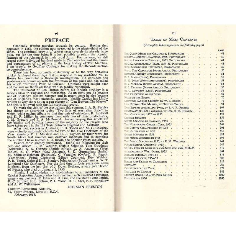 Wisden Cricketers' Almanack 1956 (93rd Edition) | Norman Preston (Ed.)
