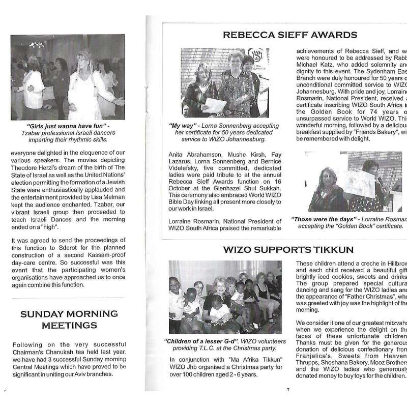 WIZO Johannesburg: 96th Annual Report for the Year Ending 31 December 2008