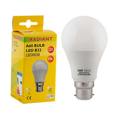 A60 Frosted B22 LED 7w 3000K