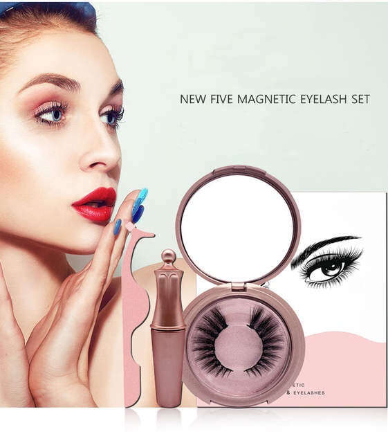 Magnetic Eyelashes, Magnetic Eyeliner, Tweezer and Mirror Kit - KS02-5