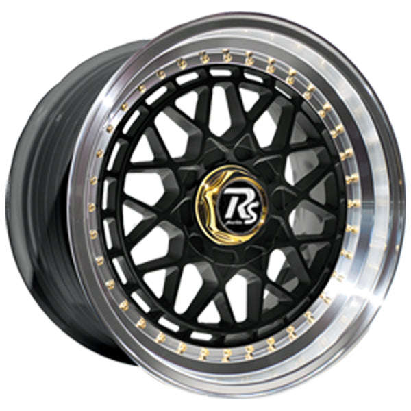 17" RS Flawless Ascari 8/100/108 8.5J ET25 CB73.1 Gloss Black Lip Polish Wheels