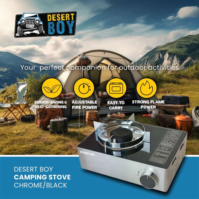 Desert Boy Camping Stove Chrome + Black