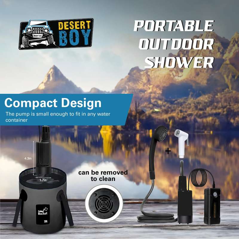 Desert Boy Camping Shower Kit With 20 Litre Bucket