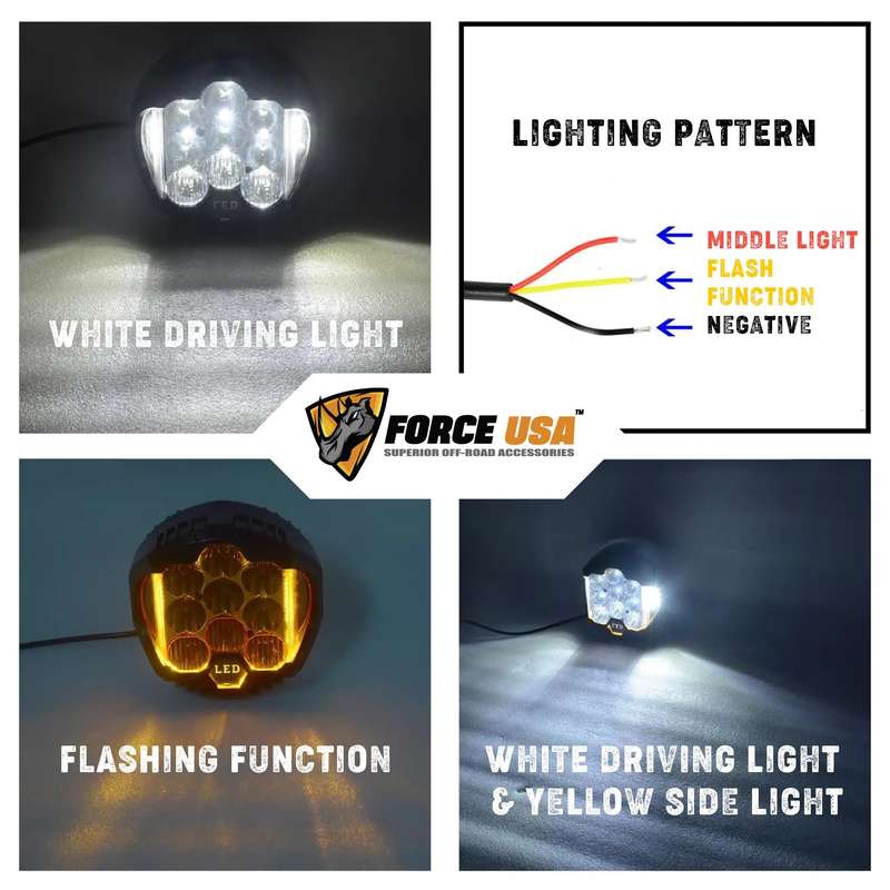 Force USA Round Camping Light White + Yellow