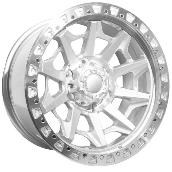 17" Evolution Racing Claymore 6/139 9J ET0 CB110 Silver Machined Lip Wheels