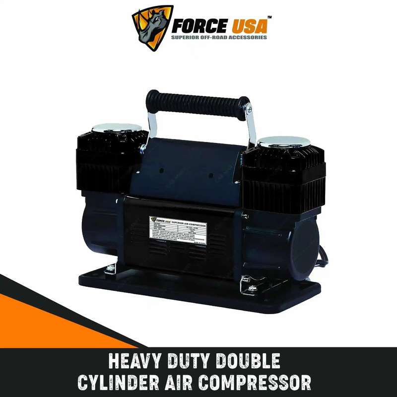 Force USA Heavy Duty Double Cylinder Air Compressor Max 150PSI - Grey