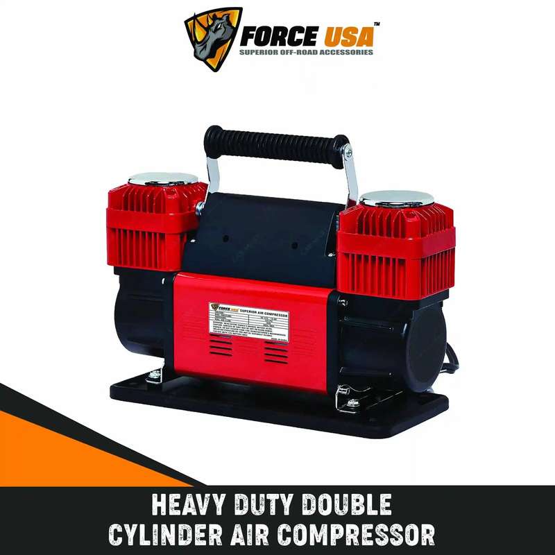 Force USA Heavy Duty Double Cylinder Air Compressor Max 150PSI - Red