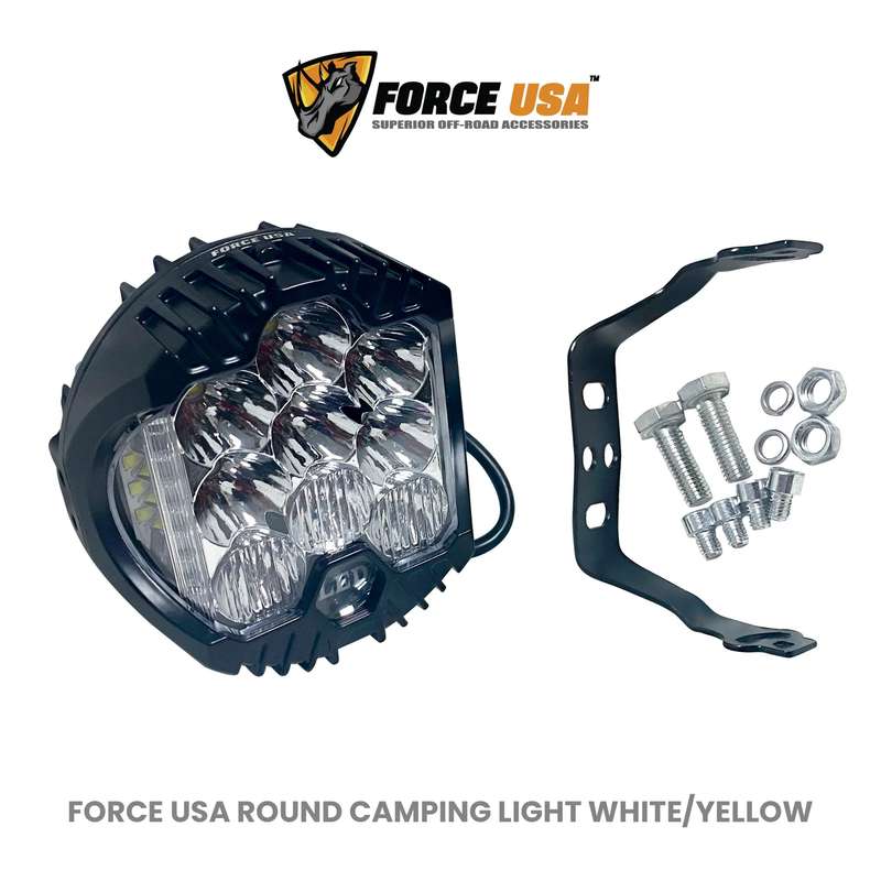 Force USA Round Camping Light White + Yellow