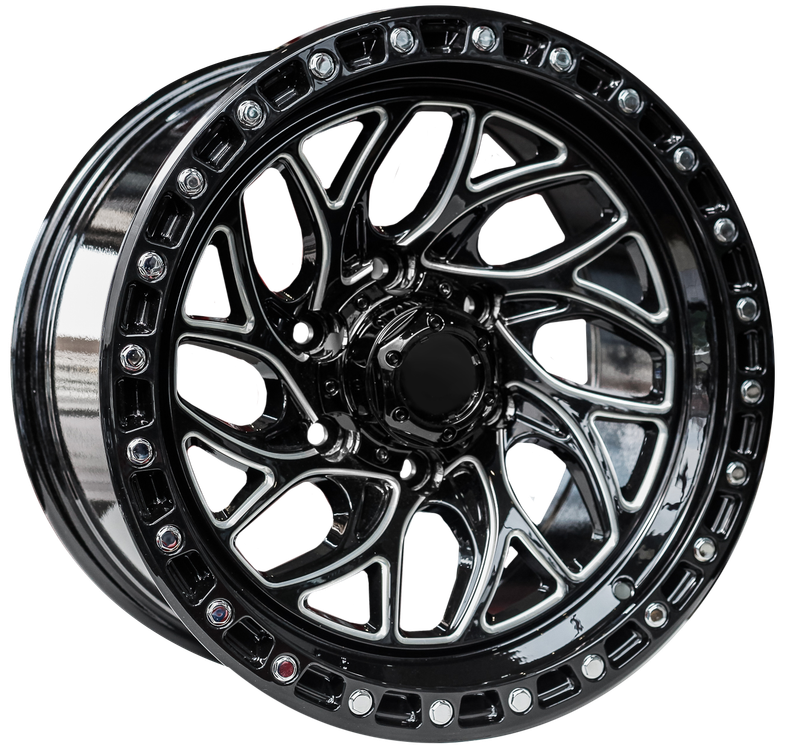 17" Evolution Racing  Obsidian 6/139 9J ET0 CH110 Black+Milling Wheels