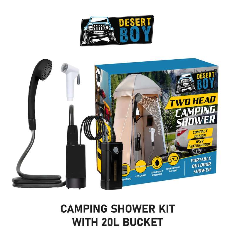 Desert Boy Camping Shower Kit With 20 Litre Bucket