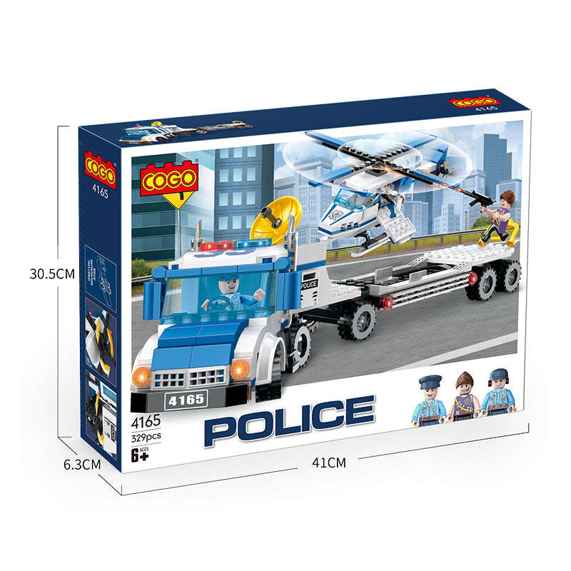 Cogo Police Transport Truck With Helicopter