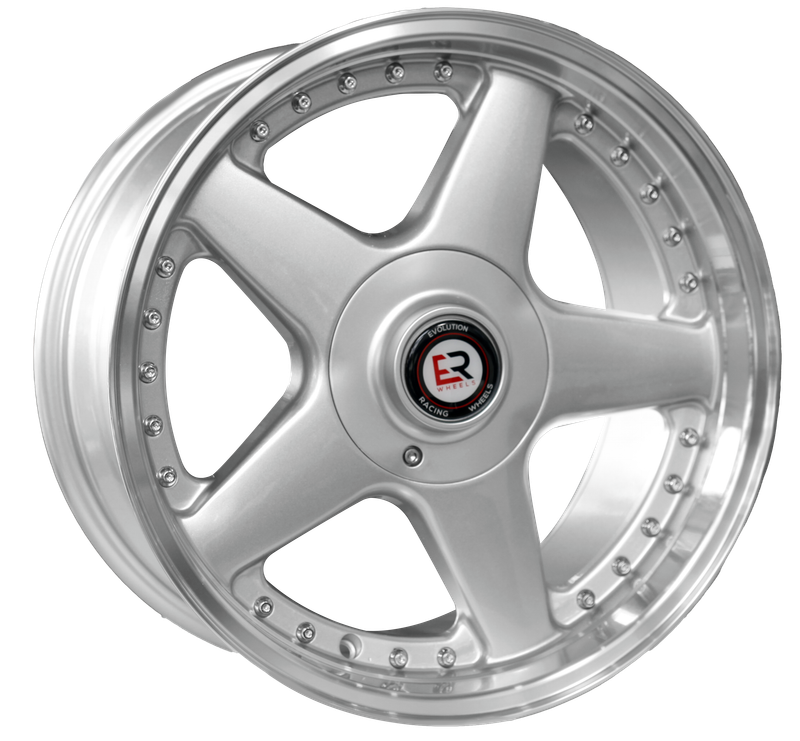17" Evolution Racing  Storm 10/112/120 8.5J ET20 CH73.1 Sml+Chrome Rivets Wheels
