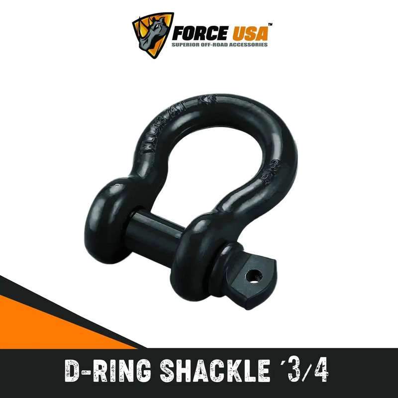 Force USA 3/4" D-Ring Shackle - Black