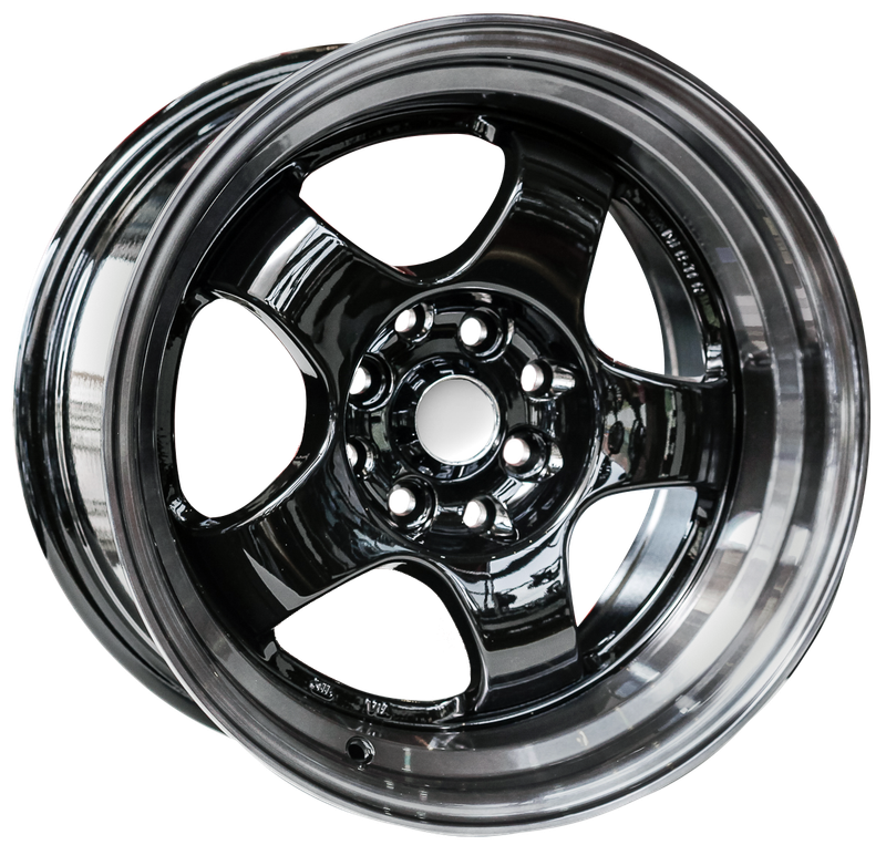 15" Evolution Racing  Venom 8/100/114 8.25J ET0 CH73.1 Black/Mf+Black Wheels