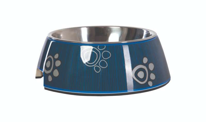 Rogz 2-in-1 Bubble Dog Bowl Navy Paw - Medium