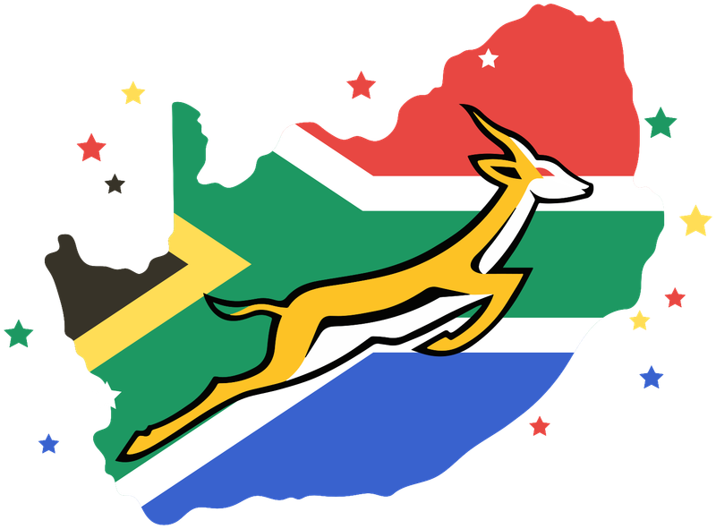 Springbok South Africa Flag land - Face Water Decals