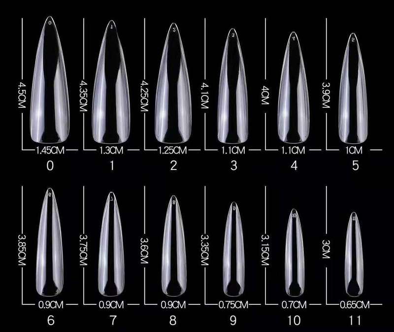 Stiletto - Full Cover Soft Gel Nail Tips - 500pcs - Clear - Box