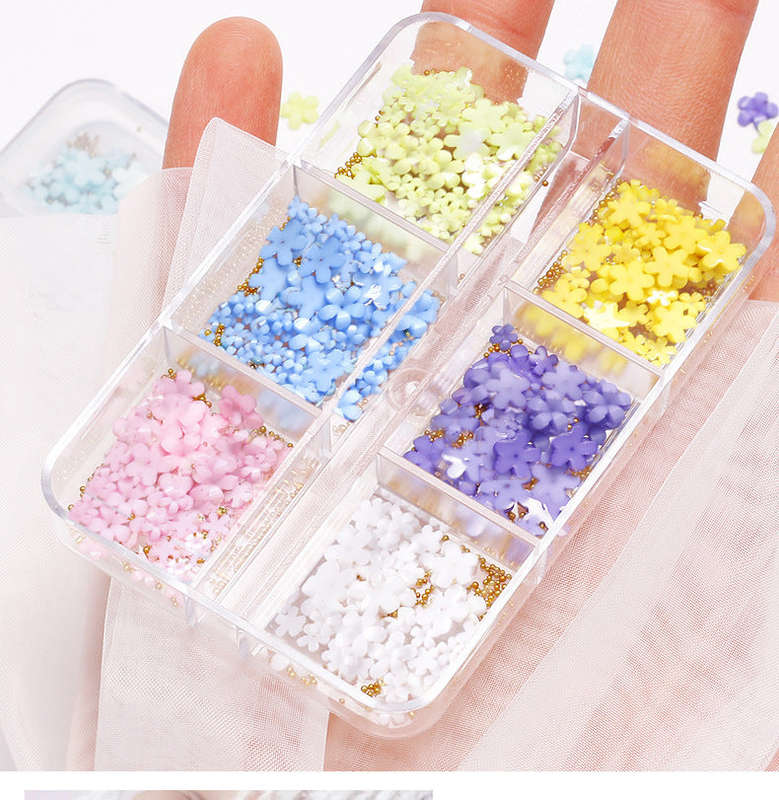 Nail Decorations - 3D Flowers with Steel Balls - 6 Colours