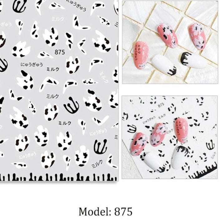 Nail Sticker - 875 - Cow Paint Drips