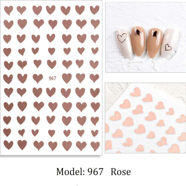 Nail Sticker - 967 - Rose Gold Hearts