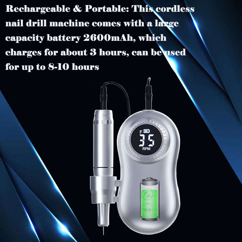 35000rpm Electric Nail File/Drill Machine (JF602) - Rechargeable / Cordless / Portable