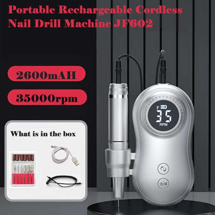 35000rpm Electric Nail File/Drill Machine (JF602) - Rechargeable / Cordless / Portable