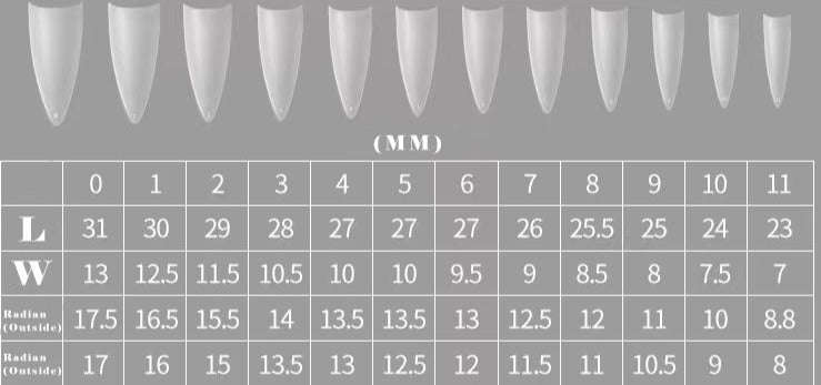 Stiletto - Long Half Cover Nail Tips - (A2) - 240pcs - Box - Clear