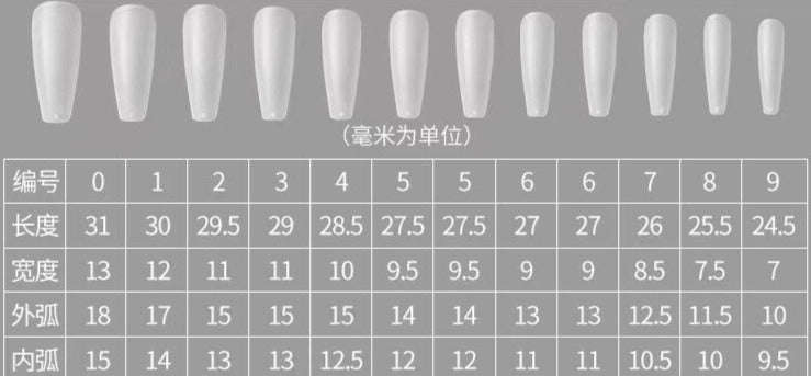 Coffin - Long Full Cover Nail Tips - (A4) - 240pcs - Box - Clear