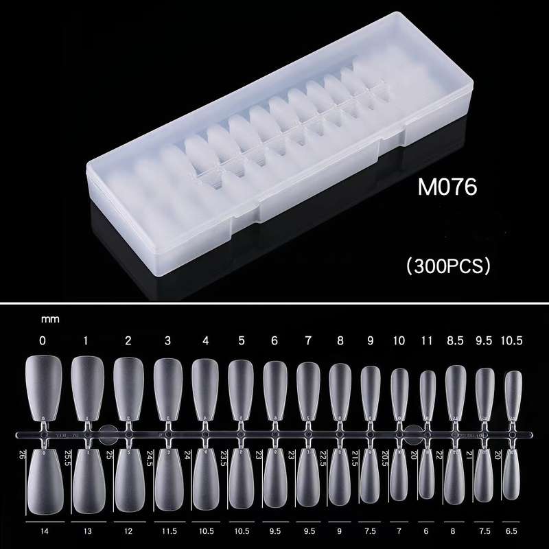 Coffin - Meduim - Full Cover - Soft Gel - Clear Matt - Nail Tips - 300pcs - M076
