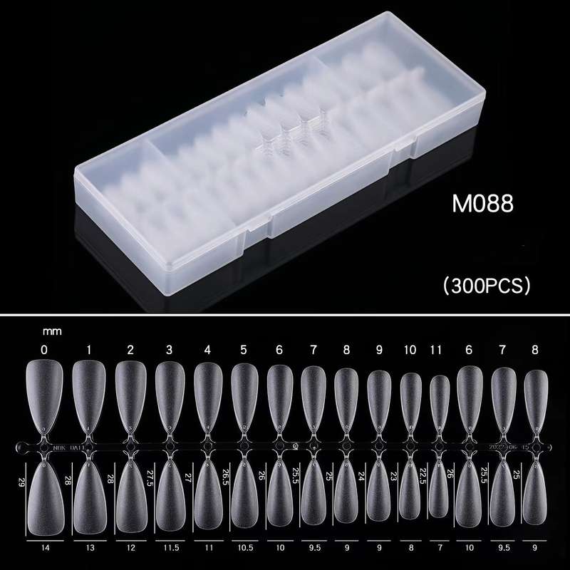 Stiletto - Medium - Full Cover - Soft Gel - Clear Matt - Nail Tips - 300pcs - M088