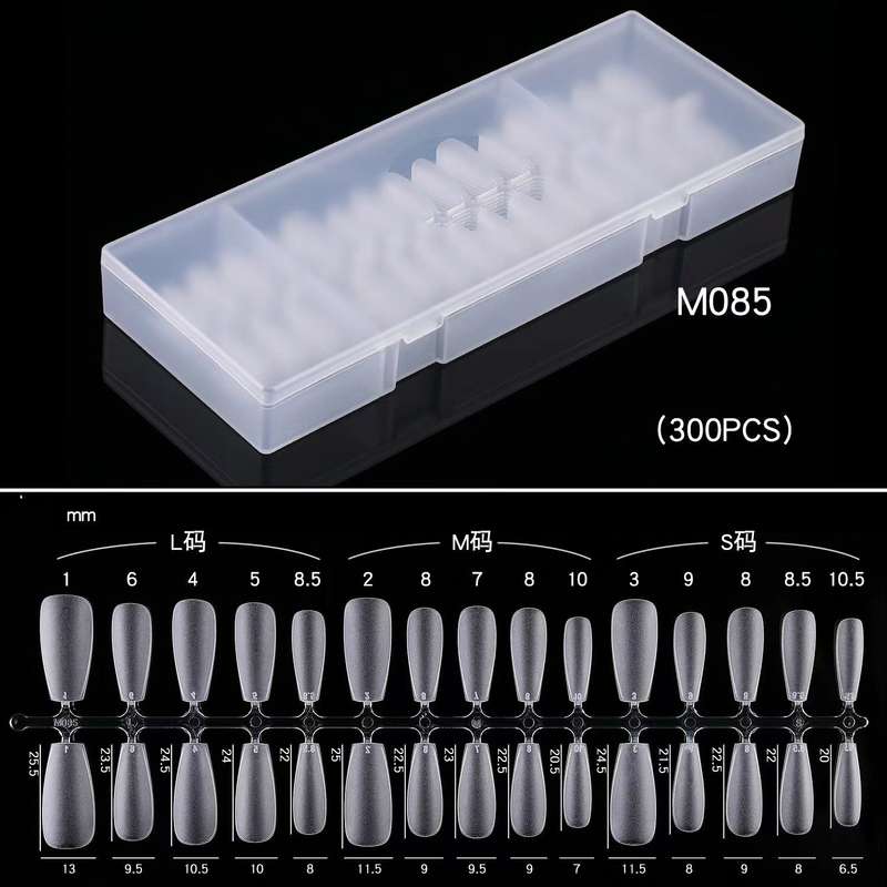Coffin - Medium - Full Cover - Soft Gel - Clear Matt - Nail Tips - 300pcs - M085