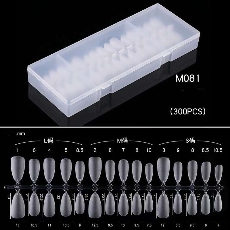 Almond - Short - Full Cover - Soft Gel - Clear Matt - Nail Tips - 300pcs - M081