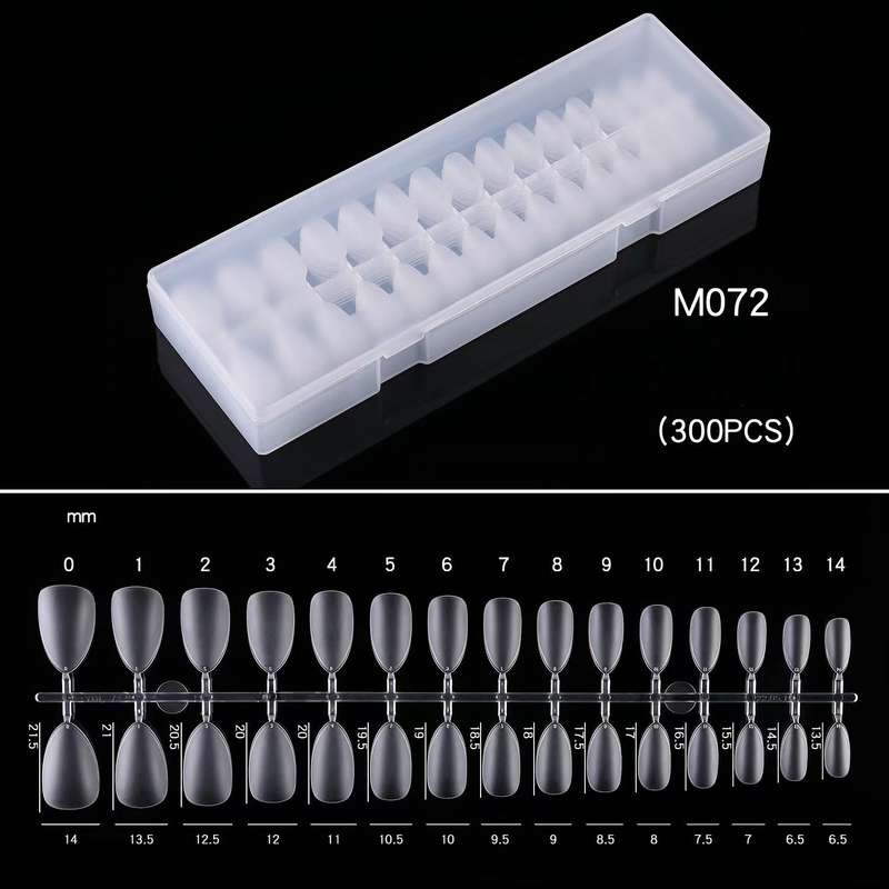 Almond - Extra Short - Full Cover - Soft Gel - Clear Matt - Nail Tips - 300pcs - M072