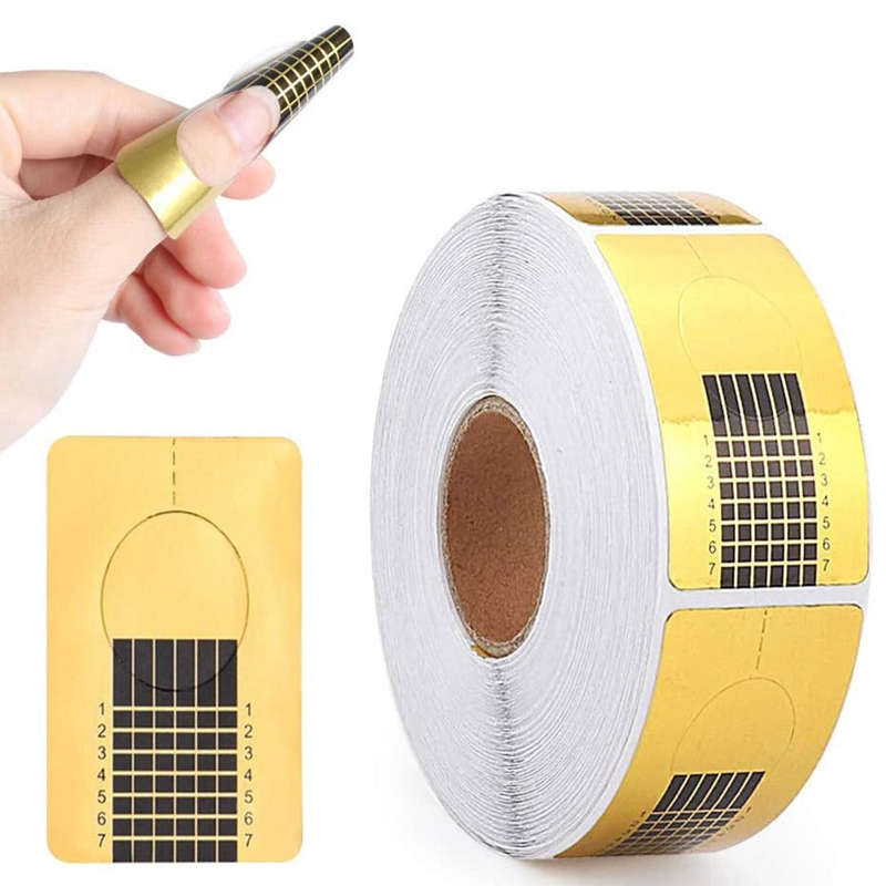 Gold Nail Forms Tip Sculpting Guide Stickers - QZ04 - 500pcs Roll