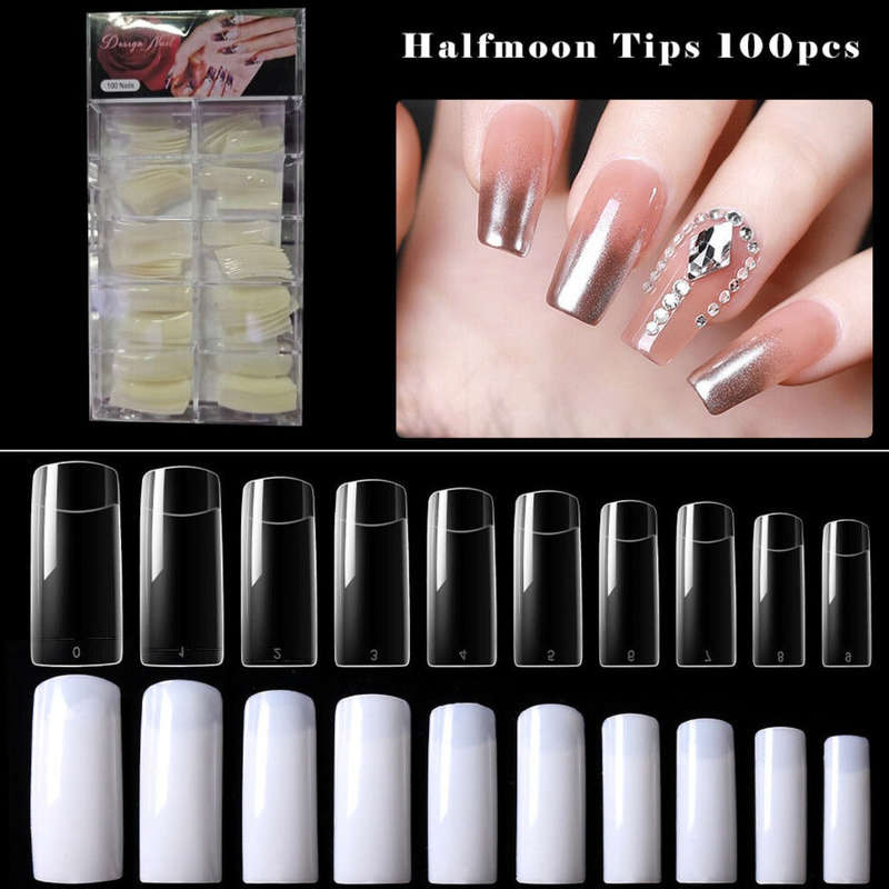 Full / Squoval - Halfmoon - Nail Tips - 100pcs - Box (Buy 1, Get 1 Free)