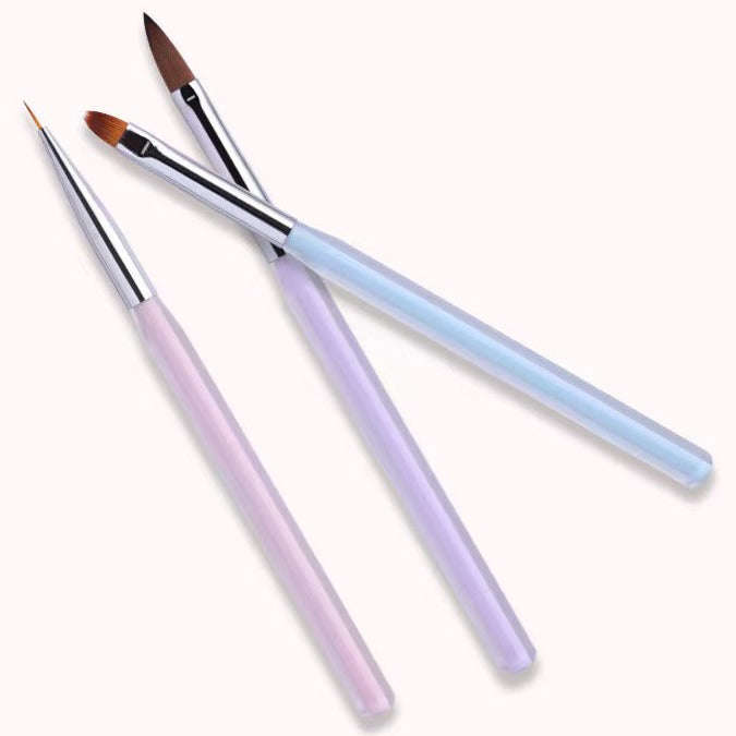 Nail Art Brush Set - Pearl Stem - 3pcs
