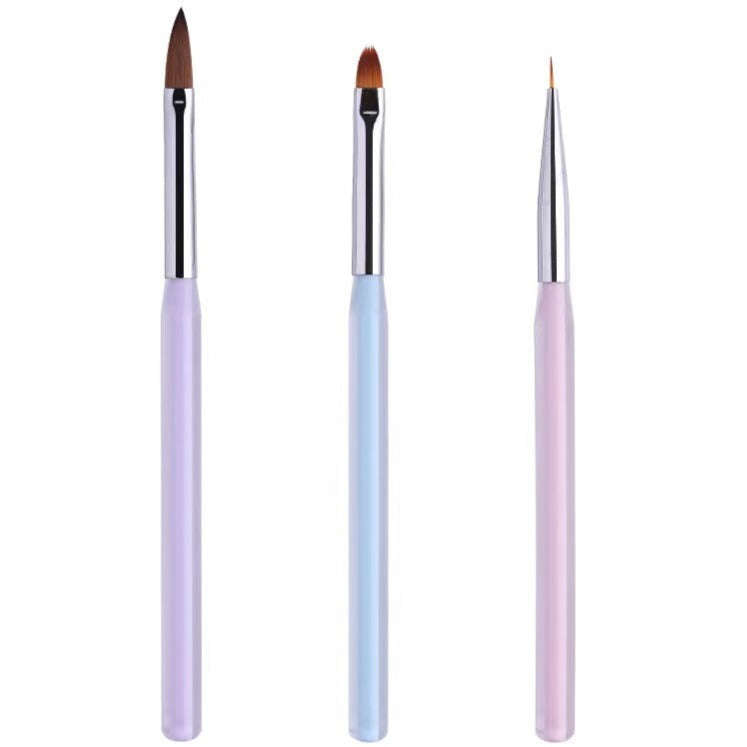 Nail Art Brush Set - Pearl Stem - 3pcs