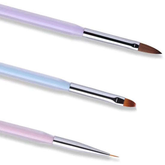 Nail Art Brush Set - Pearl Stem - 3pcs
