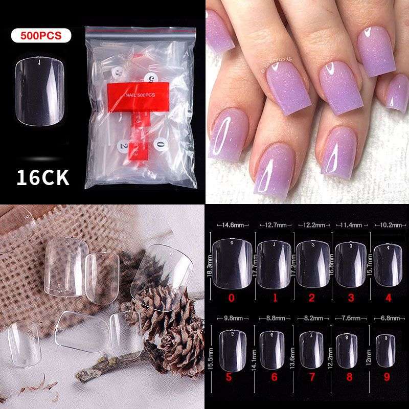 Full / Squoval - Full Cover Nail Tips - 500pcs - Bag