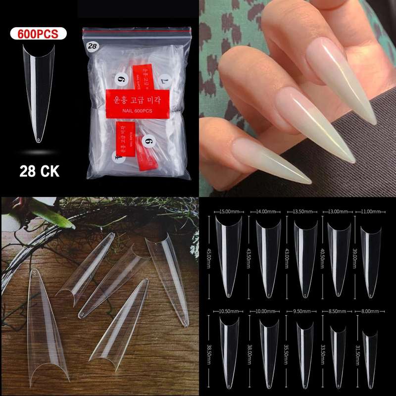 Stiletto - Half Cover Nail Tips - 500pcs - Bag