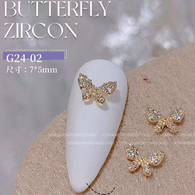 Nail Decoration - Butterfly Rhinestones - 2pcs