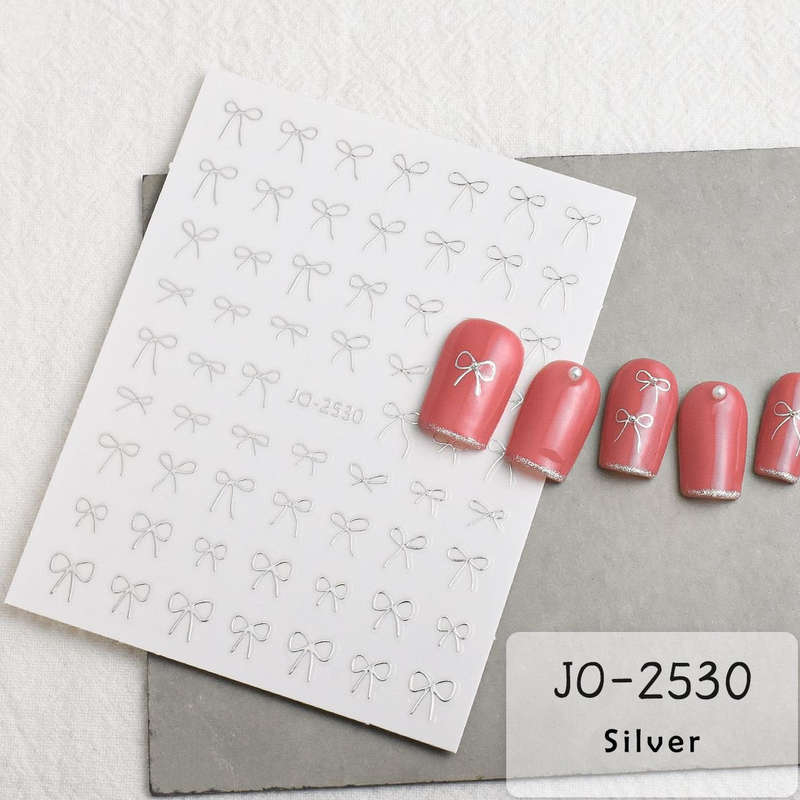 Nail Sticker - JO2530 - Bow Silver
