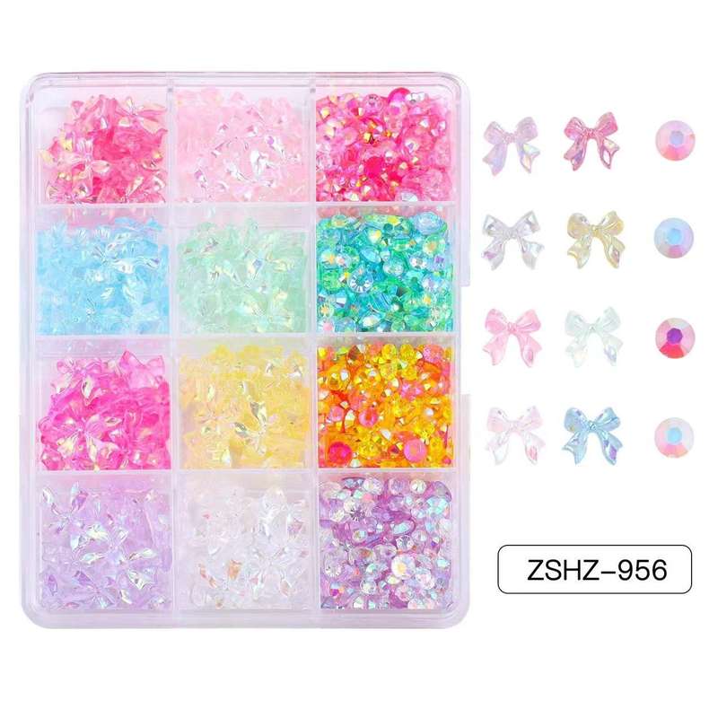 Bows & Rhinestones Nail Decoration - ZSHZ-956
