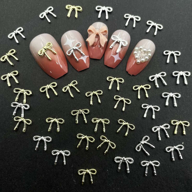 Bow Nail Decoration - Metal - 10pcs