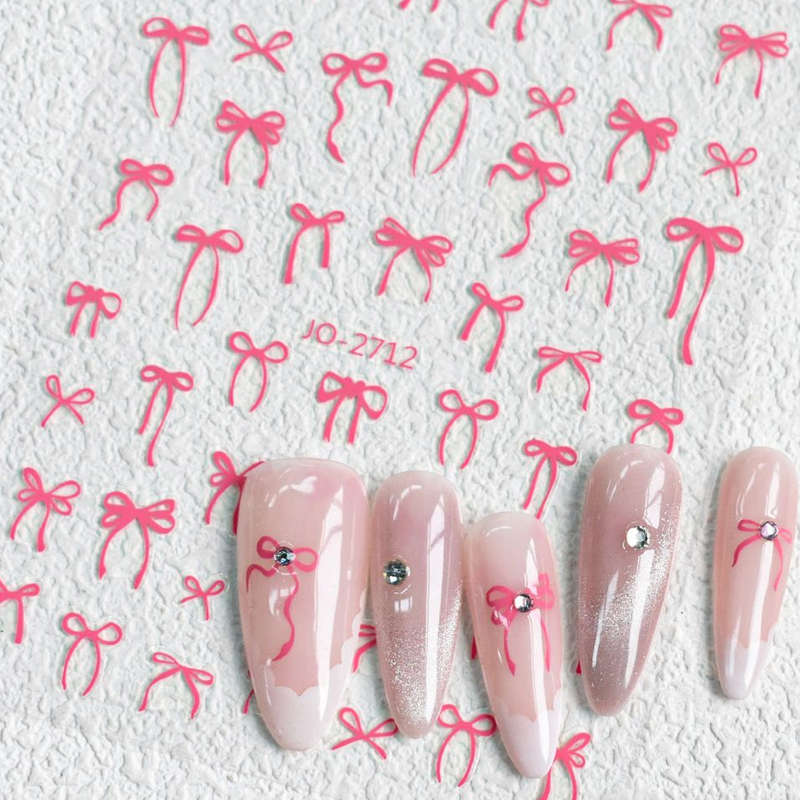 Nail Sticker - 2712 - Pink Bow Ribbon