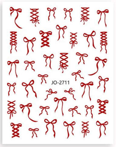 Nail Sticker - 2711 - Red Bow Ribbon