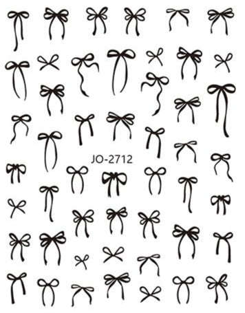 Nail Sticker - 2712 - Black Bow Ribbon