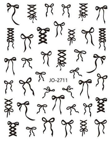 Nail Sticker - 2711 - Black Bow Ribbon